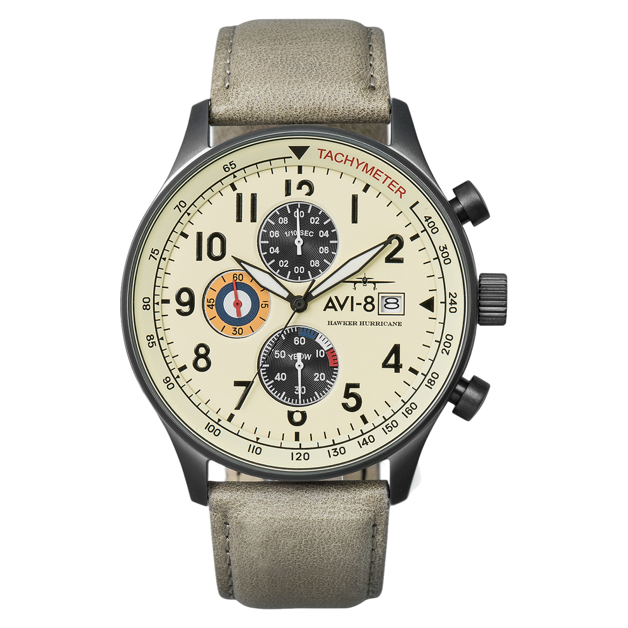 Cream Beige Hawker Hurricane Classic Chronograph AVI 8 Timepieces