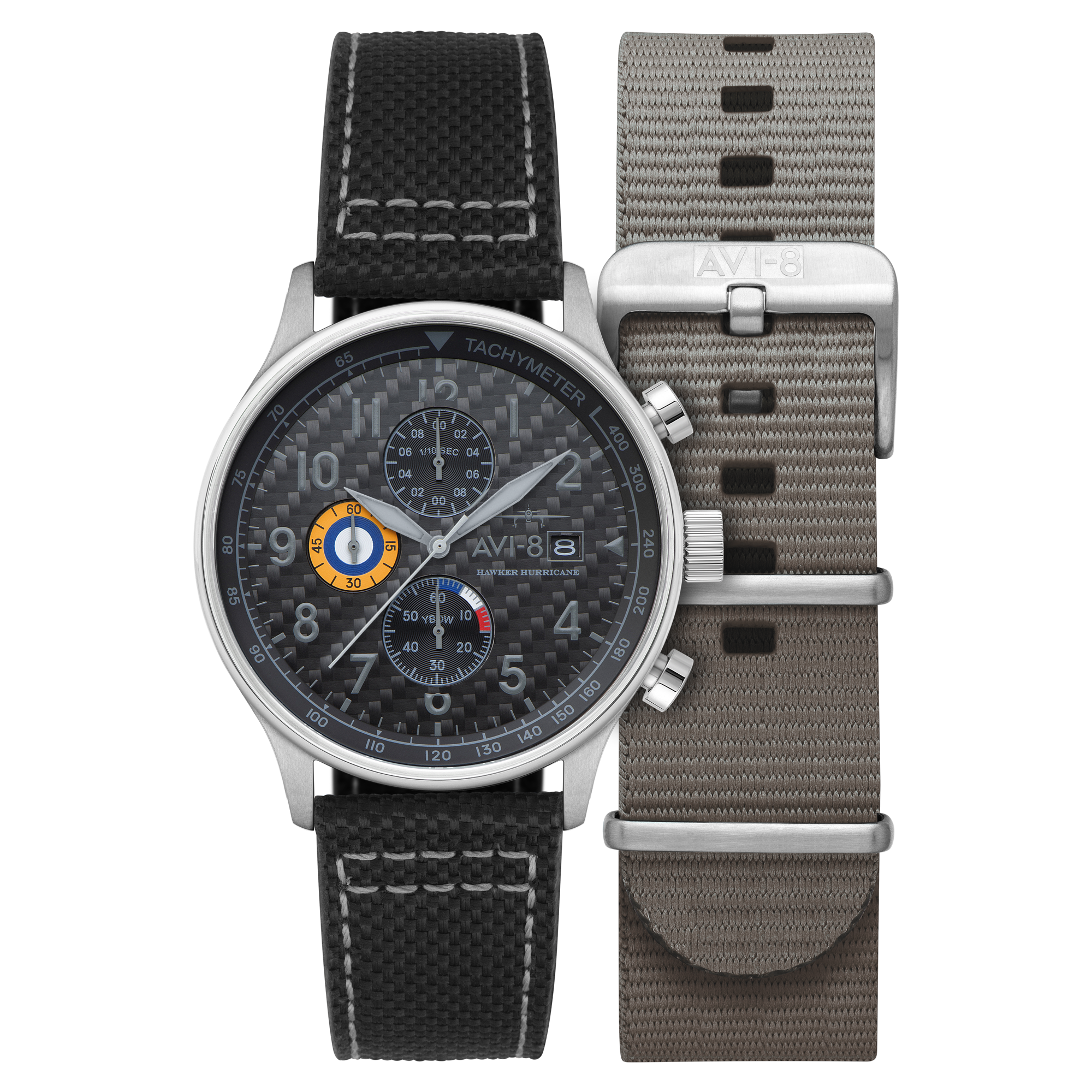 Carbon Fiber Black | Hawker Hurricane Classic Chronograph – AVI-8 Carbon Fiber Black | Hawker Hurricane Classic Chronograph – AVI-8