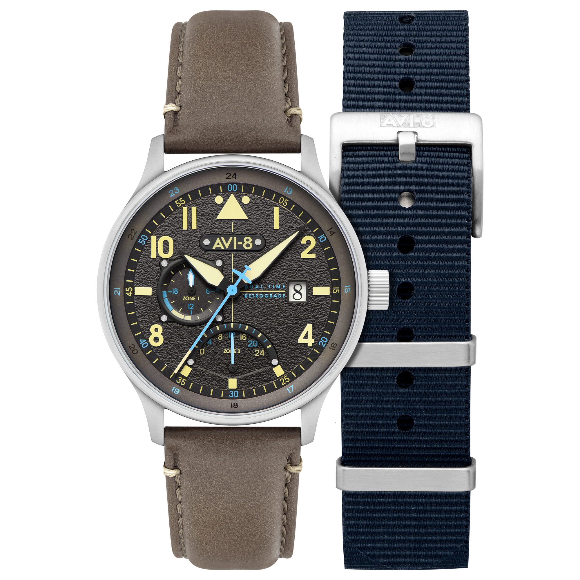 Ash Grey | Hawker Hurricane Mckellar Dual Time – AVI-8 Timepieces Ash Grey | Hawker Hurricane Mckellar Dual Time – AVI-8 Timepieces
