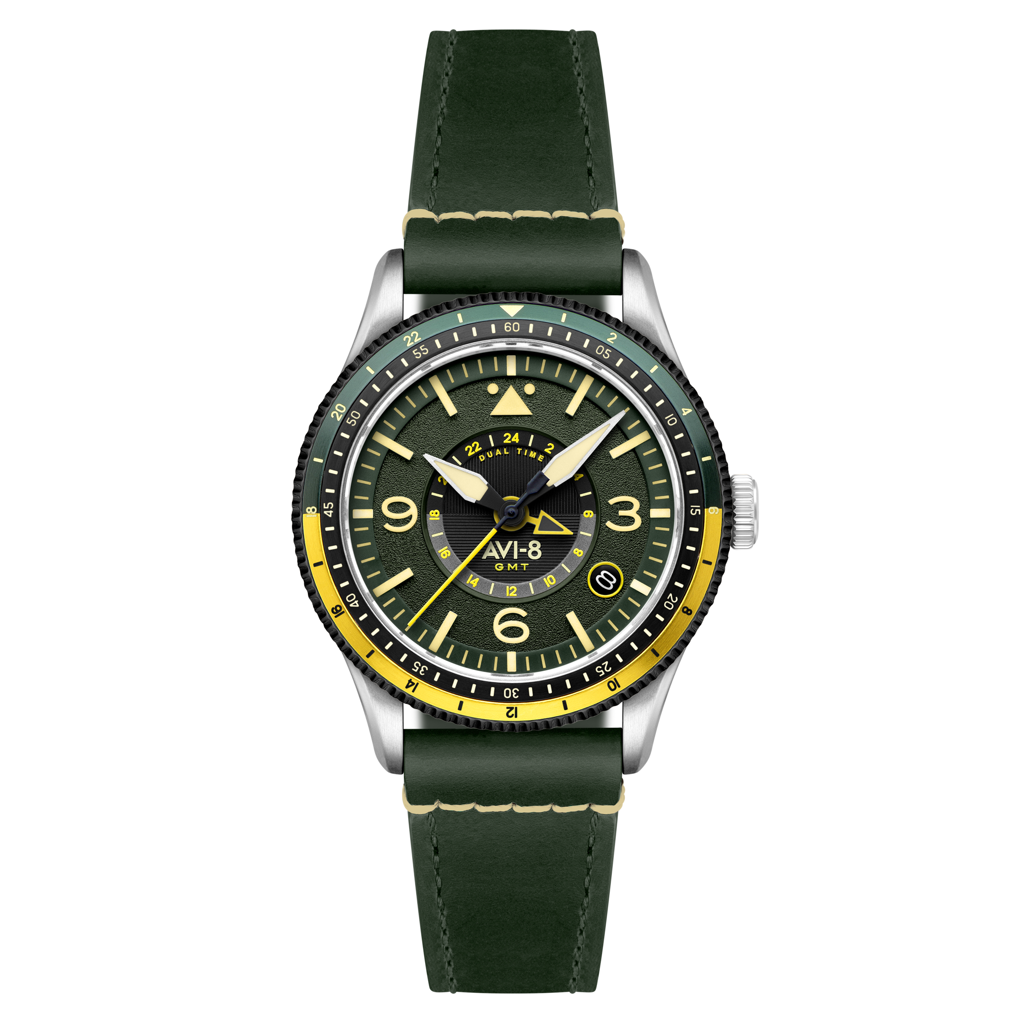 Fuselage Green | Flyboy Airmaster GMT Automatic – AVI-8 Timepieces