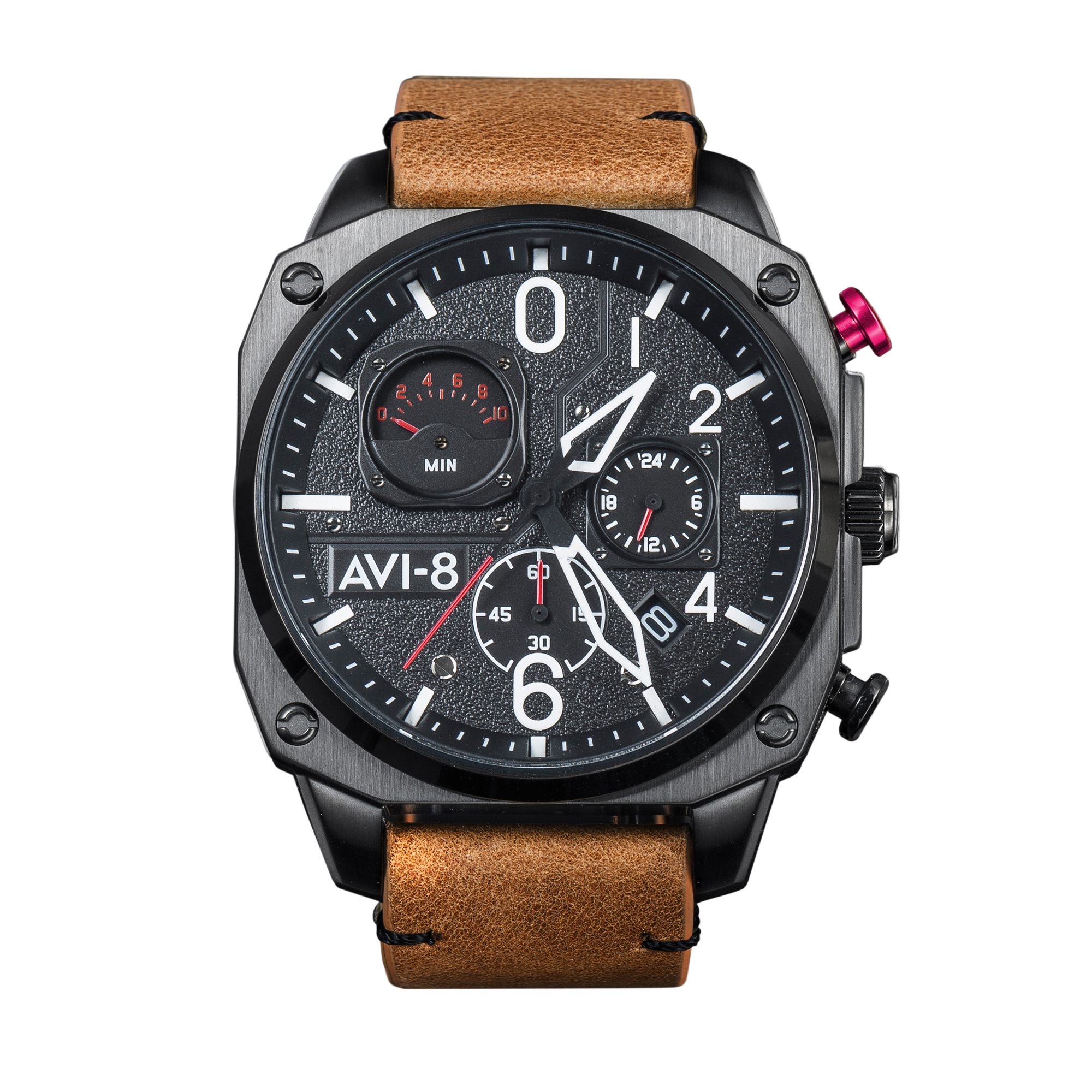 Charcoal Ember Brown | Hawker Hunter Retrograde Chronograph – AVI Charcoal Ember Brown | Hawker Hunter Retrograde Chronograph – AVI
