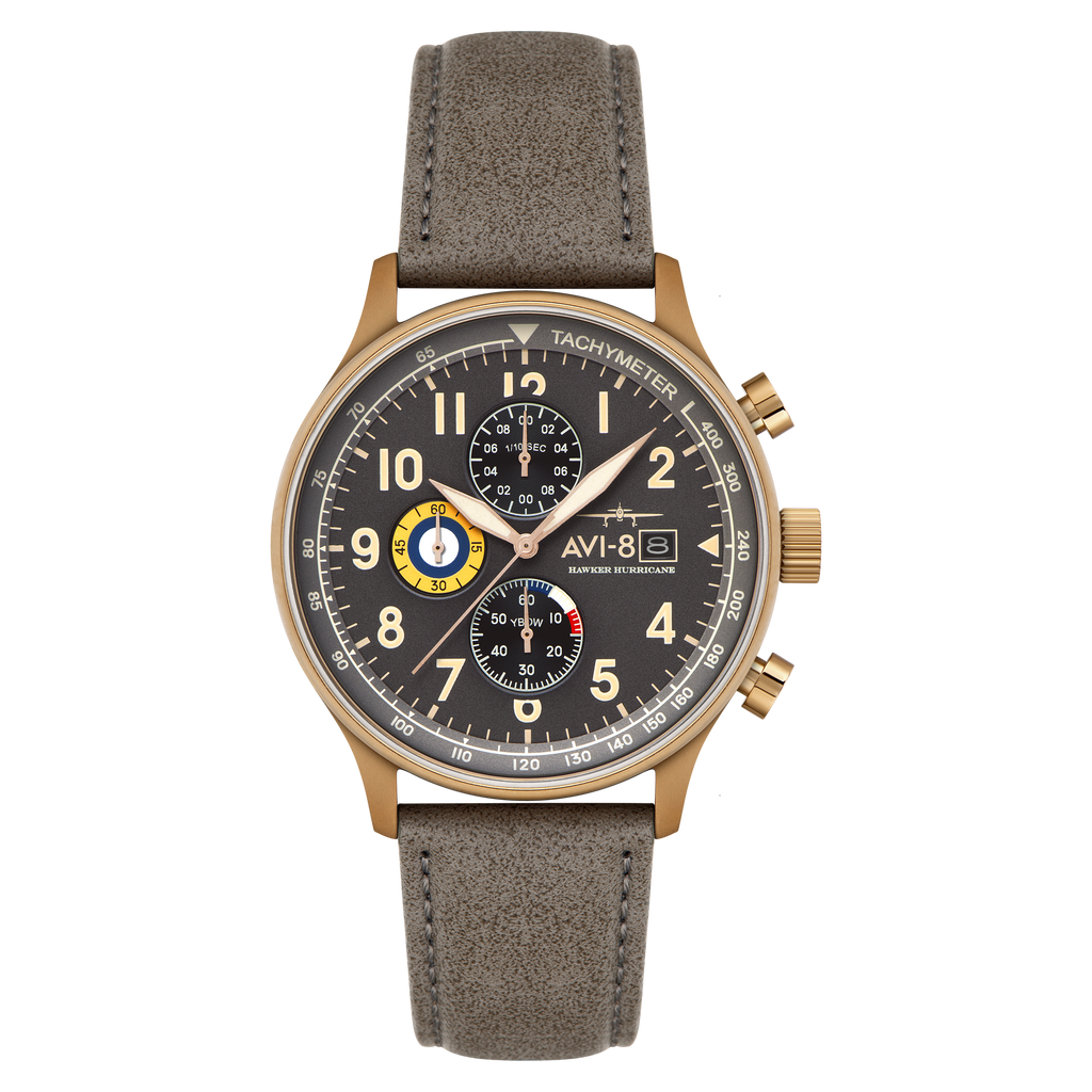 Fossil Grey | Hawker Hurricane Classic Chronograph – AVI-8 Timepieces Fossil Grey | Hawker Hurricane Classic Chronograph – AVI-8 Timepieces
