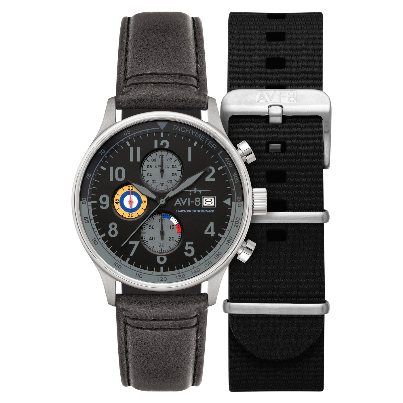 Grey Black | Hawker Hurricane Classic Chronograph – AVI-8 Timepieces Grey Black | Hawker Hurricane Classic Chronograph – AVI-8 Timepieces