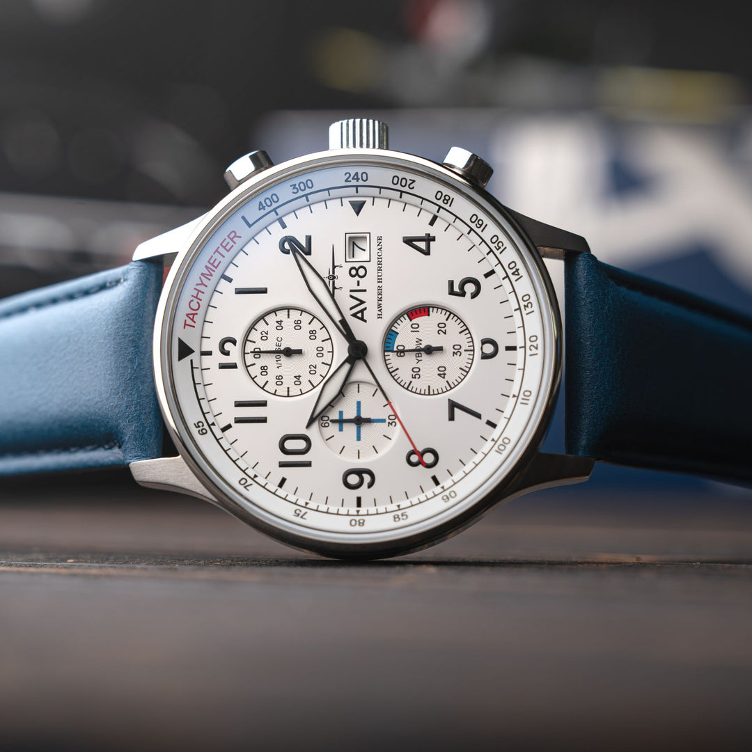 Blue White | Hawker Hurricane Classic Chronograph – AVI-8 Timepieces
