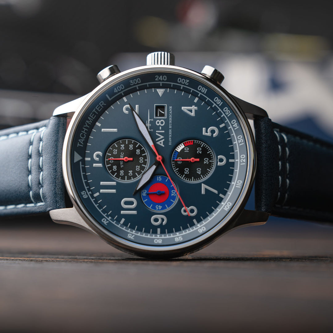 Opal Blue | Hawker Hurricane Classic Chronograph – AVI-8 Timepieces