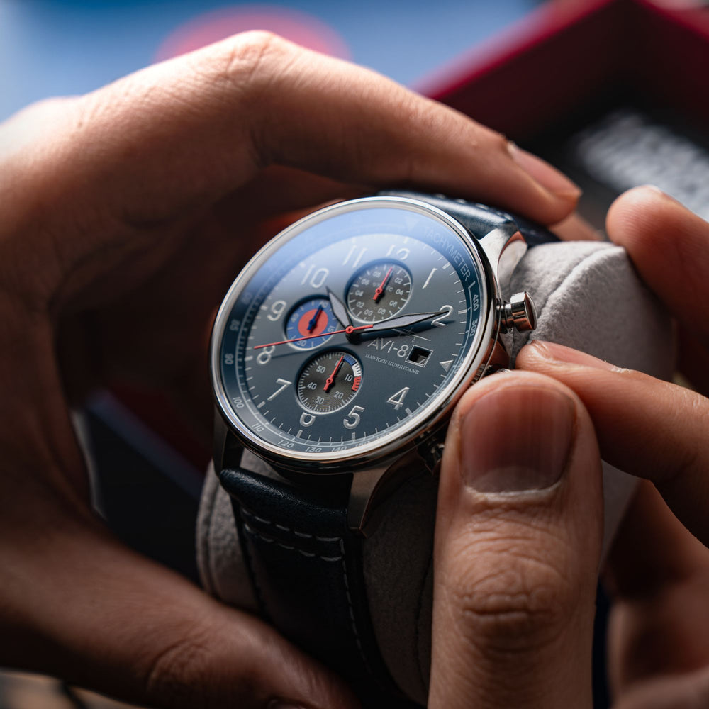 Opal Blue | Hawker Hurricane Classic Chronograph – AVI-8 Timepieces