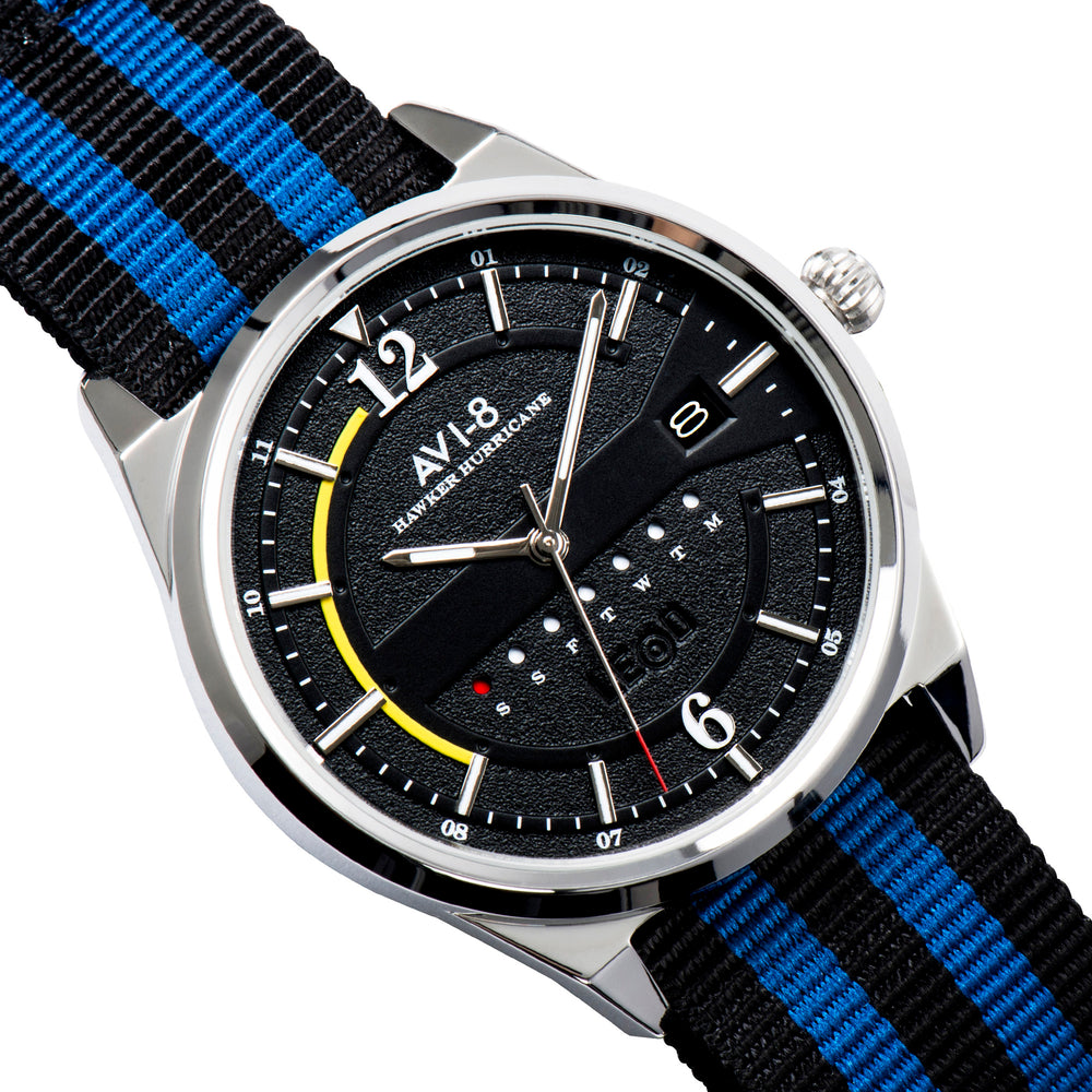 Blue Bound | Hawker Hurricane Wingman Day Date – AVI-8 Timepieces