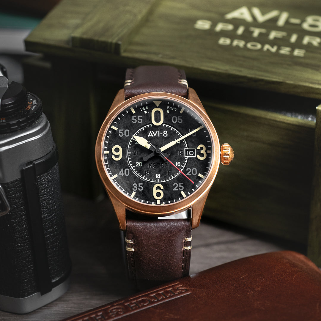 Distressed Black | Spitfire Smith Automatic – AVI-8 Timepieces Distressed Black | Spitfire Smith Automatic – AVI-8 Timepieces
