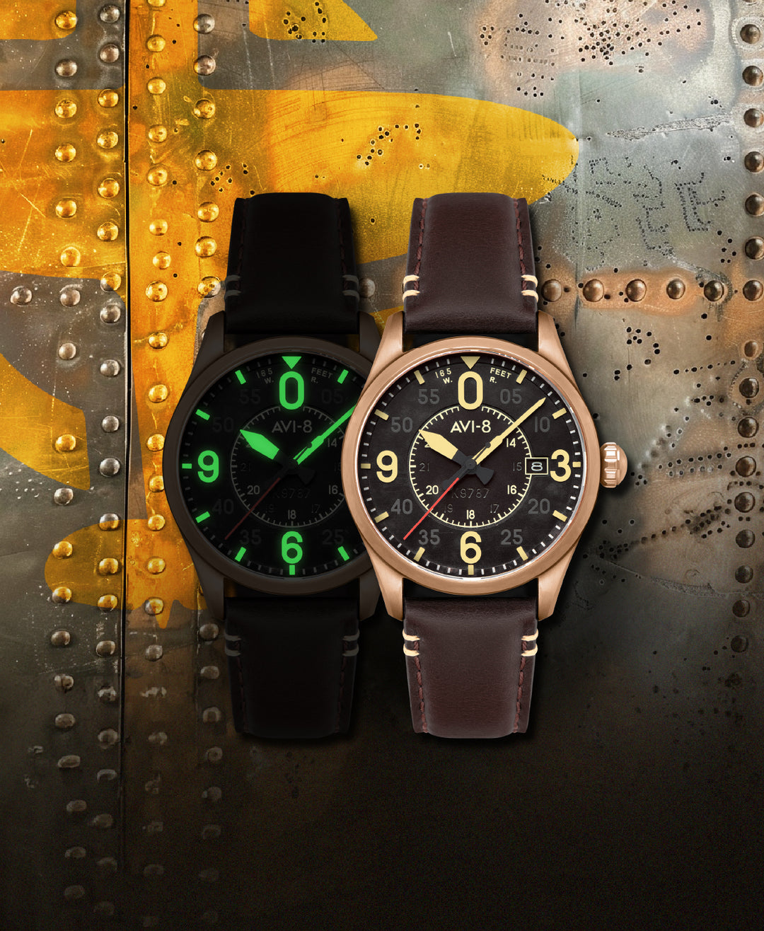 Avi-8 Orologio automatico Spitfire Smith 42 mm con cinturino in pelle AV-4090 Avi-8 Orologio automatico Spitfire Smith 42 mm con cinturino in pelle AV-4090