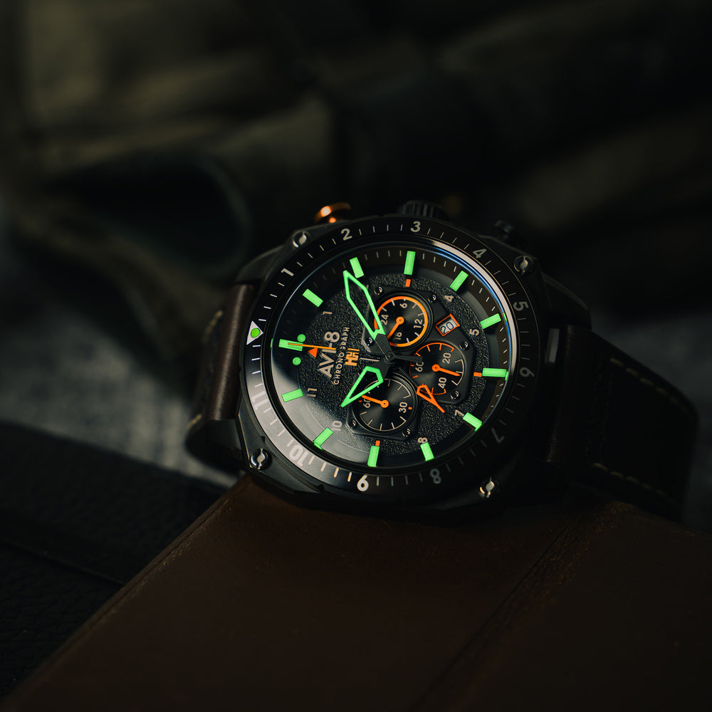 AVI-8 Hawker Hunter Atlas Cronografo Jade Nero AV-4100-09 50M AVI-8 Hawker Hunter Atlas Cronografo Jade Nero AV-4100-09 50M