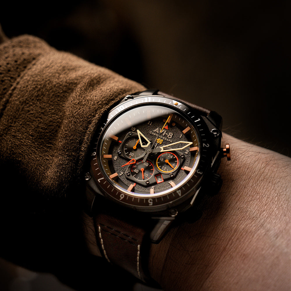 Soot Black | Hawker Hunter Atlas Dual Time Chronograph – AVI-8