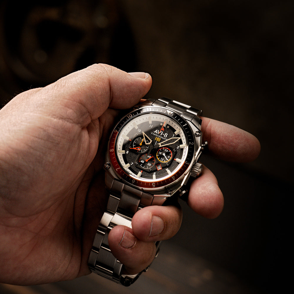 Raven Black | Hawker Hunter Atlas Dual Time Chronograph – AVI-8