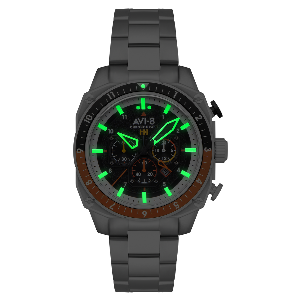 Raven Black | Hawker Hunter Atlas Dual Time Chronograph – AVI-8 Raven Black | Hawker Hunter Atlas Dual Time Chronograph – AVI-8