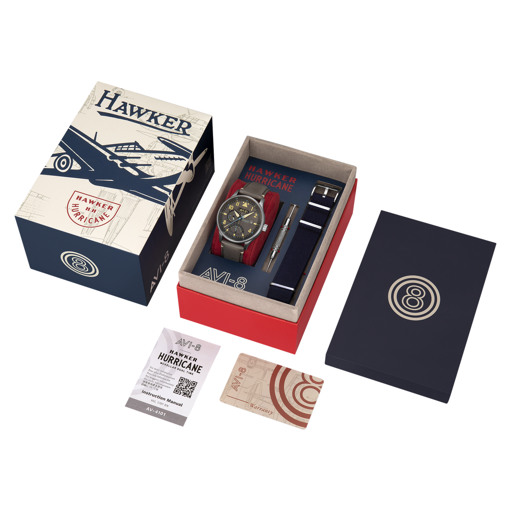 Ash Grey | Hawker Hurricane Mckellar Dual Time – AVI-8 Timepieces Ash Grey | Hawker Hurricane Mckellar Dual Time – AVI-8 Timepieces