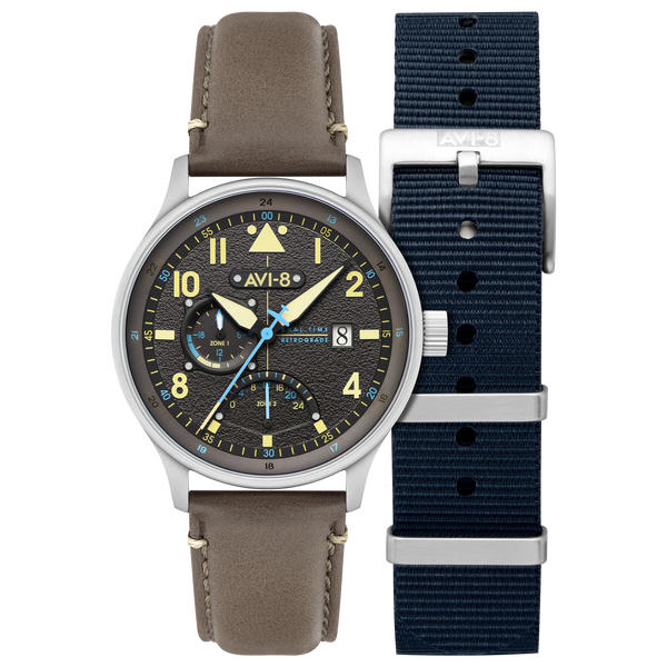 Ash Grey | Hawker Hurricane Mckellar Dual Time – AVI-8 Timepieces