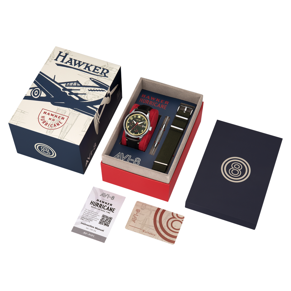 Gothic Green | Hawker Hurricane Mckellar Dual Time – AVI-8 Timepieces Gothic Green | Hawker Hurricane Mckellar Dual Time – AVI-8 Timepieces