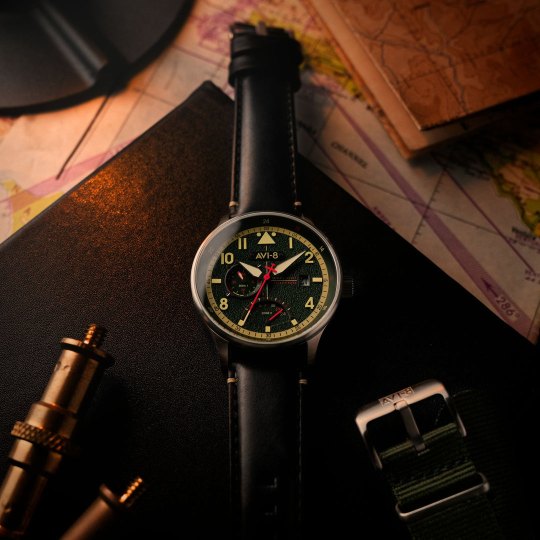 Gothic Green | Hawker Hurricane Mckellar Dual Time – AVI-8 Timepieces