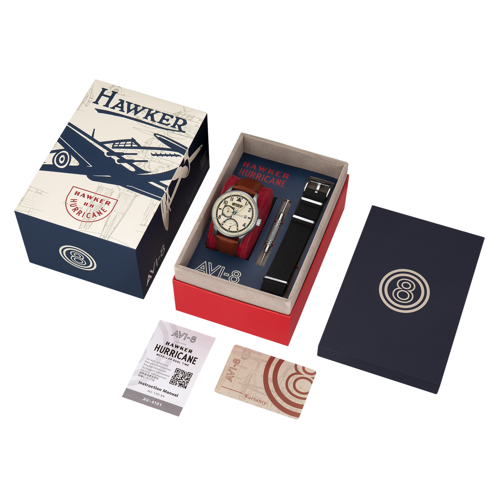 Brown Beige | Hawker Hurricane Mckellar Dual Time – AVI-8 Timepieces Brown Beige | Hawker Hurricane Mckellar Dual Time – AVI-8 Timepieces