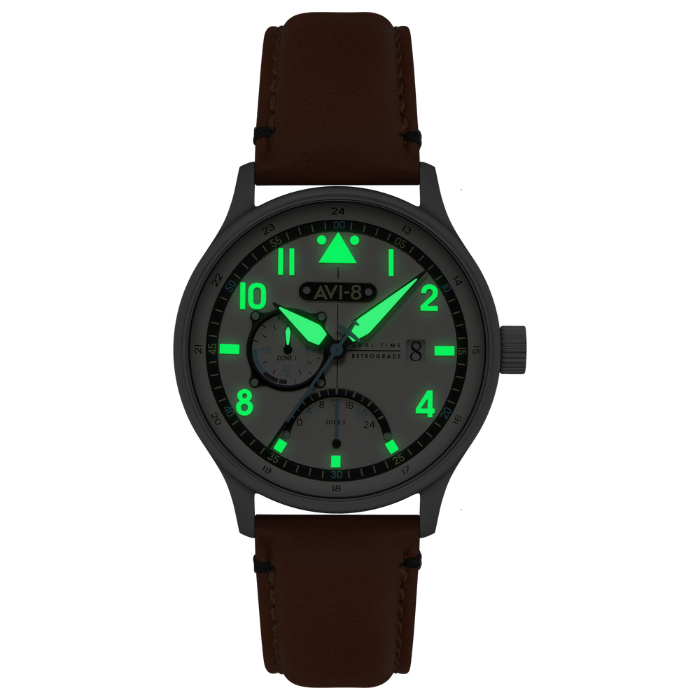 Brown Beige | Hawker Hurricane Mckellar Dual Time – AVI-8 Timepieces