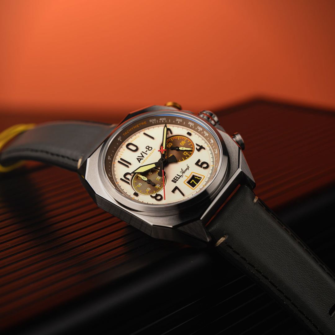 Camel Brown | Bell X-1 Machbuster Chronograph – AVI-8 Timepieces