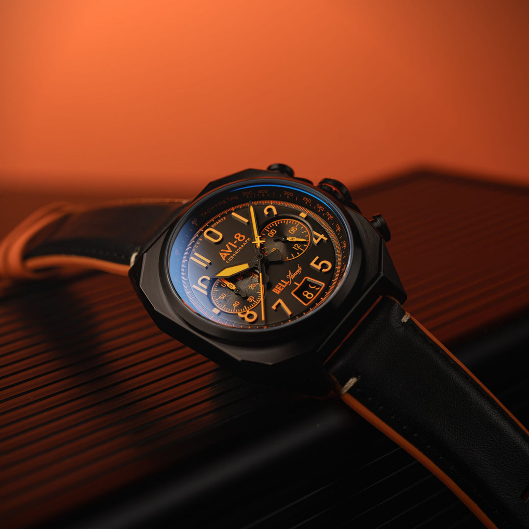 1265  ピーチ Super Sonic Black | Bell X-1 Machbuster Chronograph – AVI-8 Timepieces