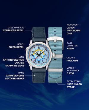 Flyboy Wingman Worldtimer GMT Automatic AV-4120 – AVI-8 Timepieces