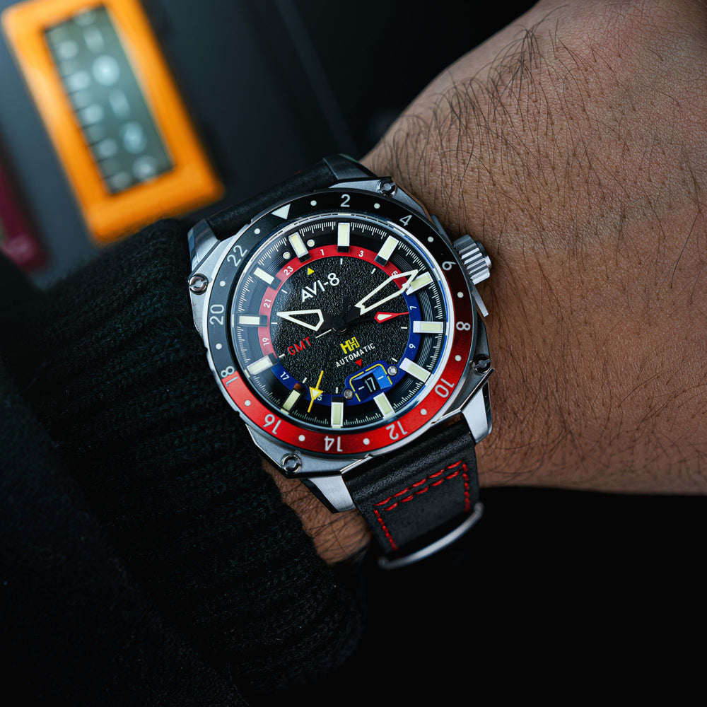 Devil Black | Hawker Hunter Atlas GMT Automatic – AVI-8 Timepieces