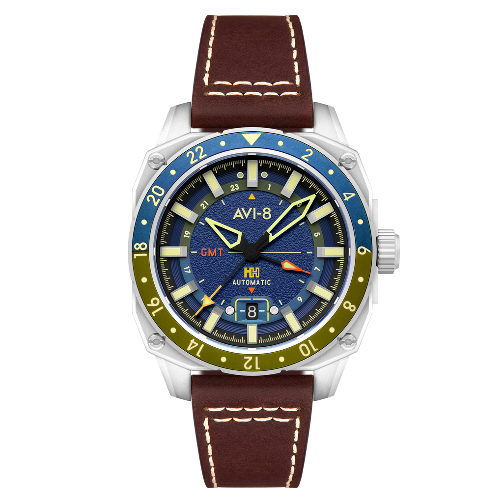 Earth Blue | Hawker Hunter Atlas GMT Automatic – AVI-8 Timepieces