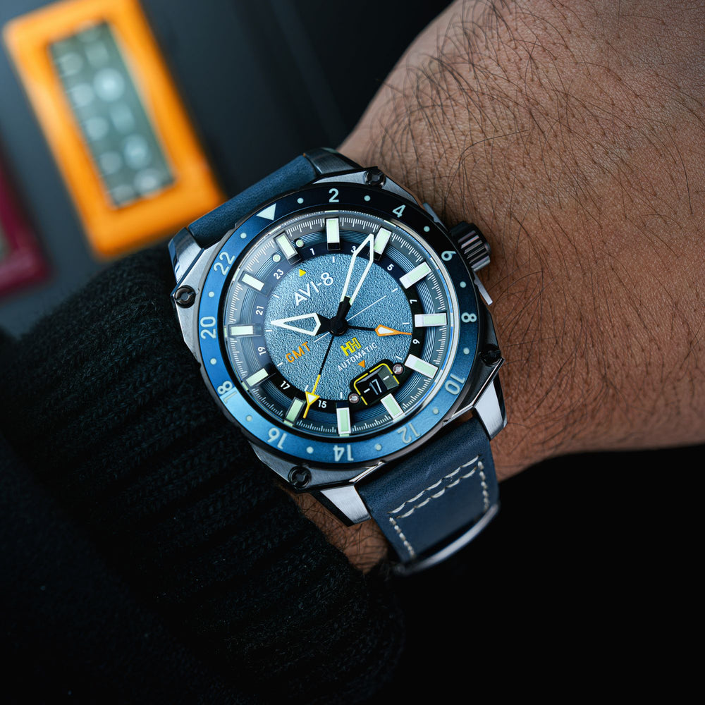 Retro Blue | Hawker Hunter Atlas GMT Automatic – AVI-8 Timepieces