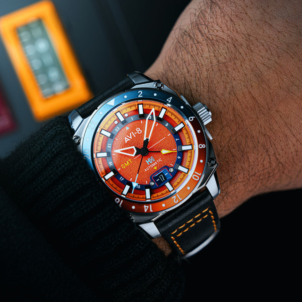 Orangish Red | Hawker Hunter Atlas GMT Automatic – AVI-8 Timepieces