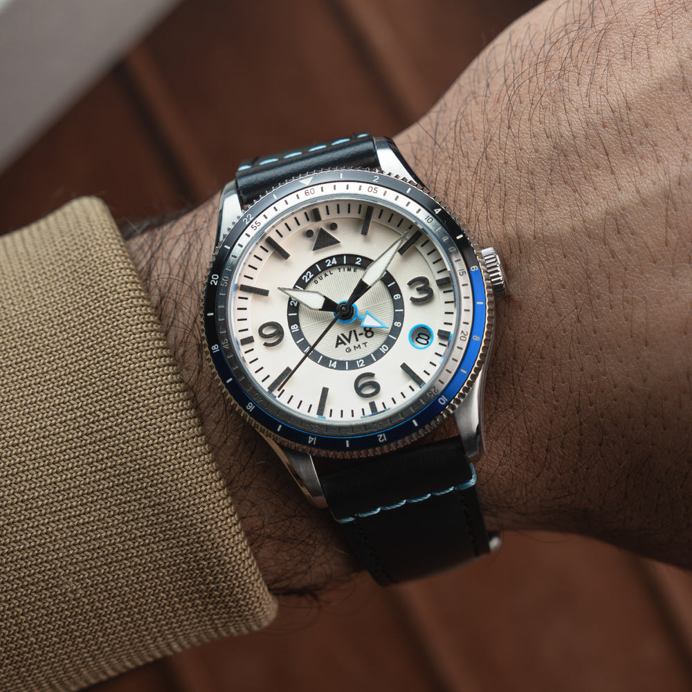 Wing Silver | Flyboy Airmaster GMT Automatic – AVI-8 Timepieces