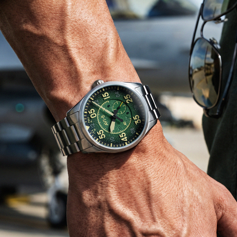 S159 ★ avi-8 アヴィエイト スピットファイア SPITFIRE Slate Black | Spitfire Lock Chronograph – AVI-8 Timepieces