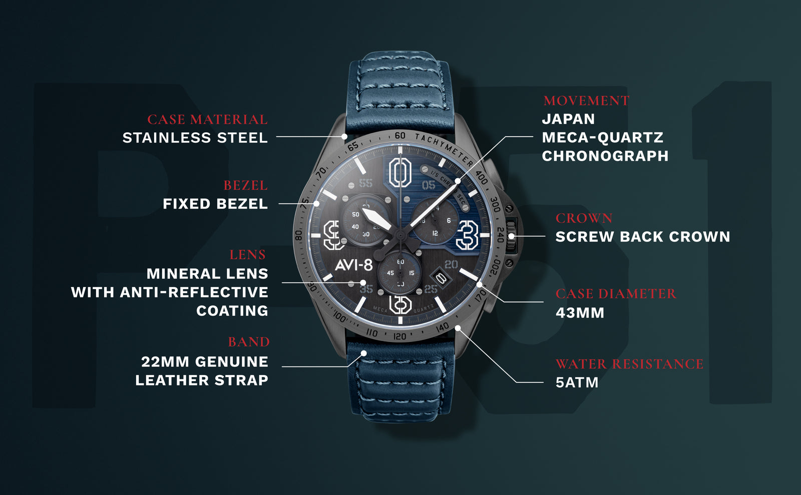 P-51 Mustang Blakeslee Chronograph AV-4077 – AVI-8 Timepieces