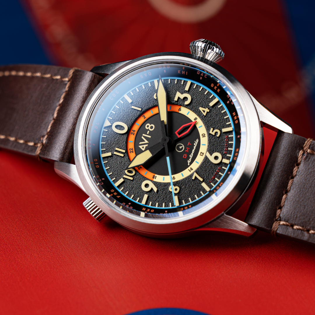 Flyboy Wingman Worldtimer GMT Automatic AV-4120 – AVI-8 Timepieces