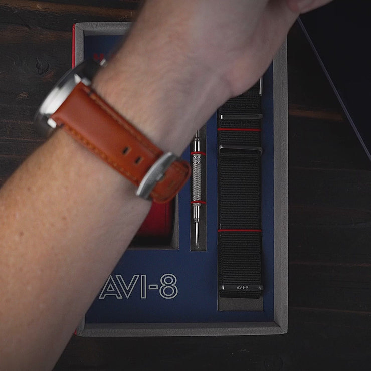 Brown Beige | Hawker Hurricane Mckellar Dual Time – AVI-8 Timepieces