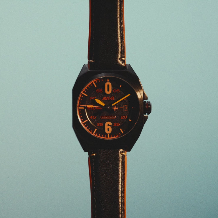 Jet Black | Bell X-1 Machbuster Automatic – AVI-8 Timepieces