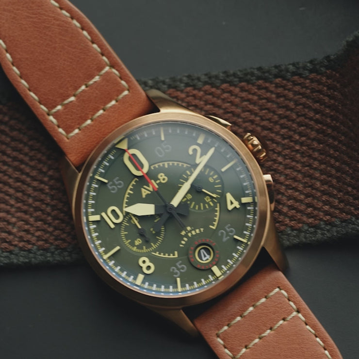 Bronze Green | Spitfire Lock Chronograph – AVI-8 Timepieces