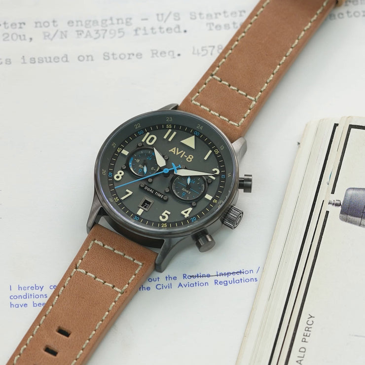 Amazon.com: AVI-8 Mens 43mm Hawker Hunter Duke Chronograph Colerne Japanese  Meca-Quartz Pilot Watch with Leather Strap AV-4080-02 : Clothing, Shoes &  Jewelry
