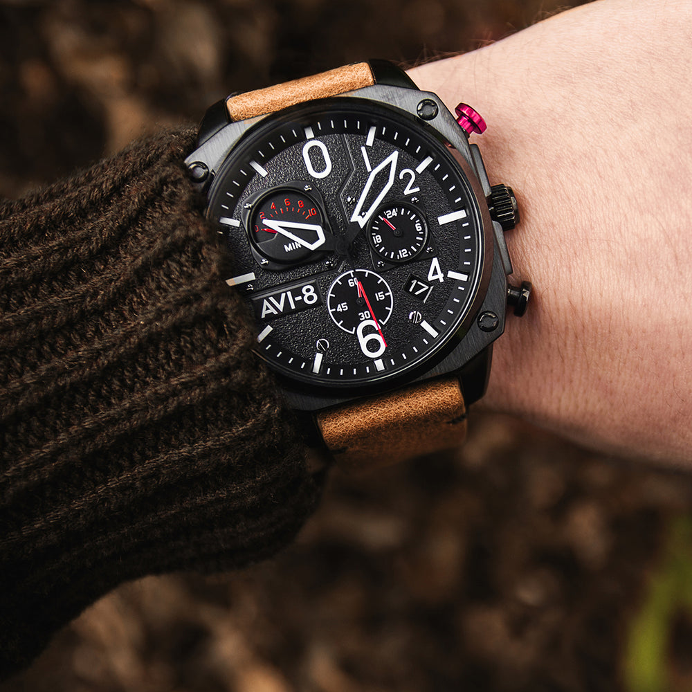 Charcoal Ember Brown Hawker Hunter Retrograde Chronograph AVI