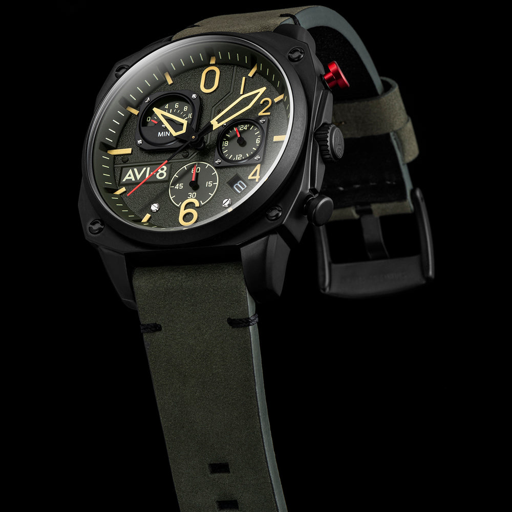 Deep Green Black Hawker Hunter Retrograde Chronograph AVI 8