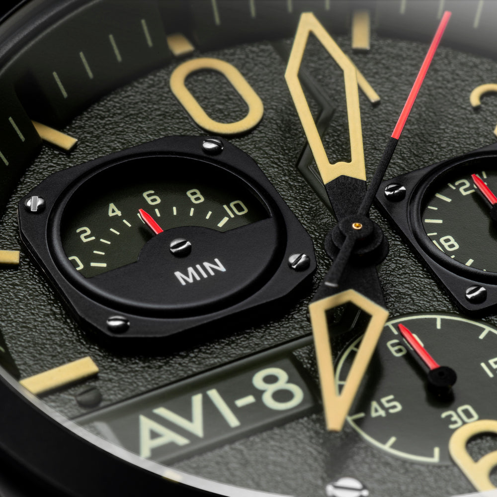 Deep Green Black Hawker Hunter Retrograde Chronograph AVI 8