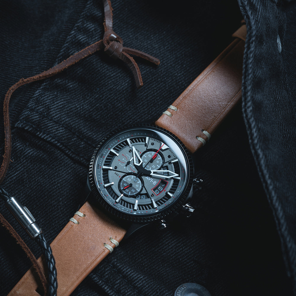 SCARLET BLACK BROWN AVON CHRONOGRAPH 3